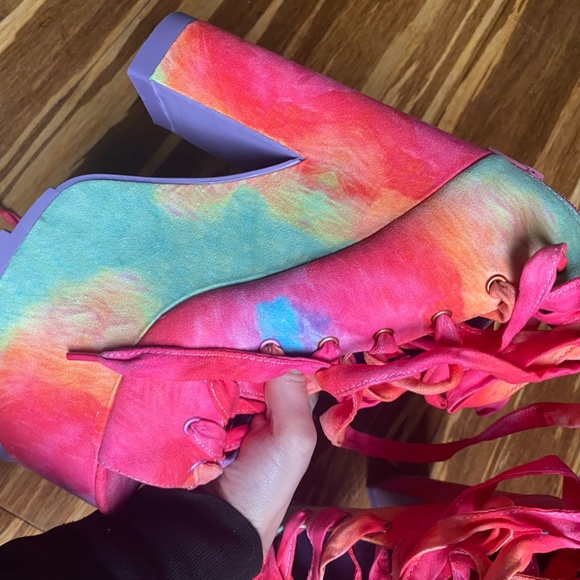 YRU x Dollskill RAINBOW BALLET BAE PLATFORMS sz 7 - Picture 2 of 7